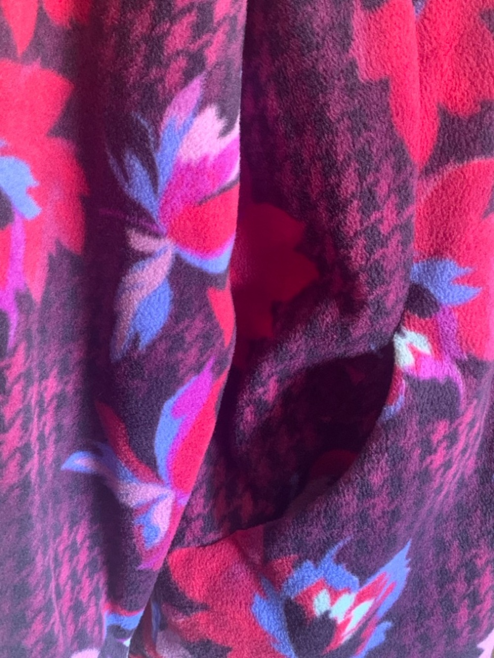 Bob Mackie Floral Houndstooth Bomber Jacket - Purple & Red - Picture 6 of 12